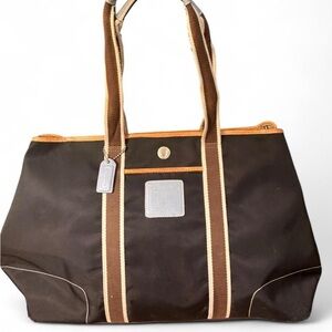 Vintage Coach Hamptons Weekend Nylon & Leather Tote Bag